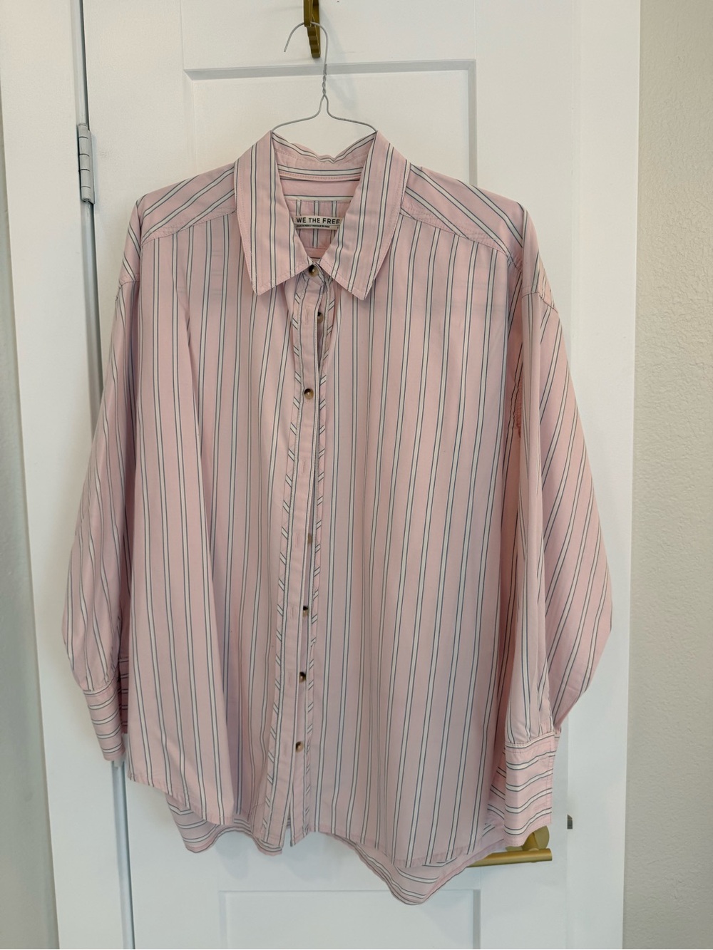 We The Free Pink Striped Button-Down Shirt